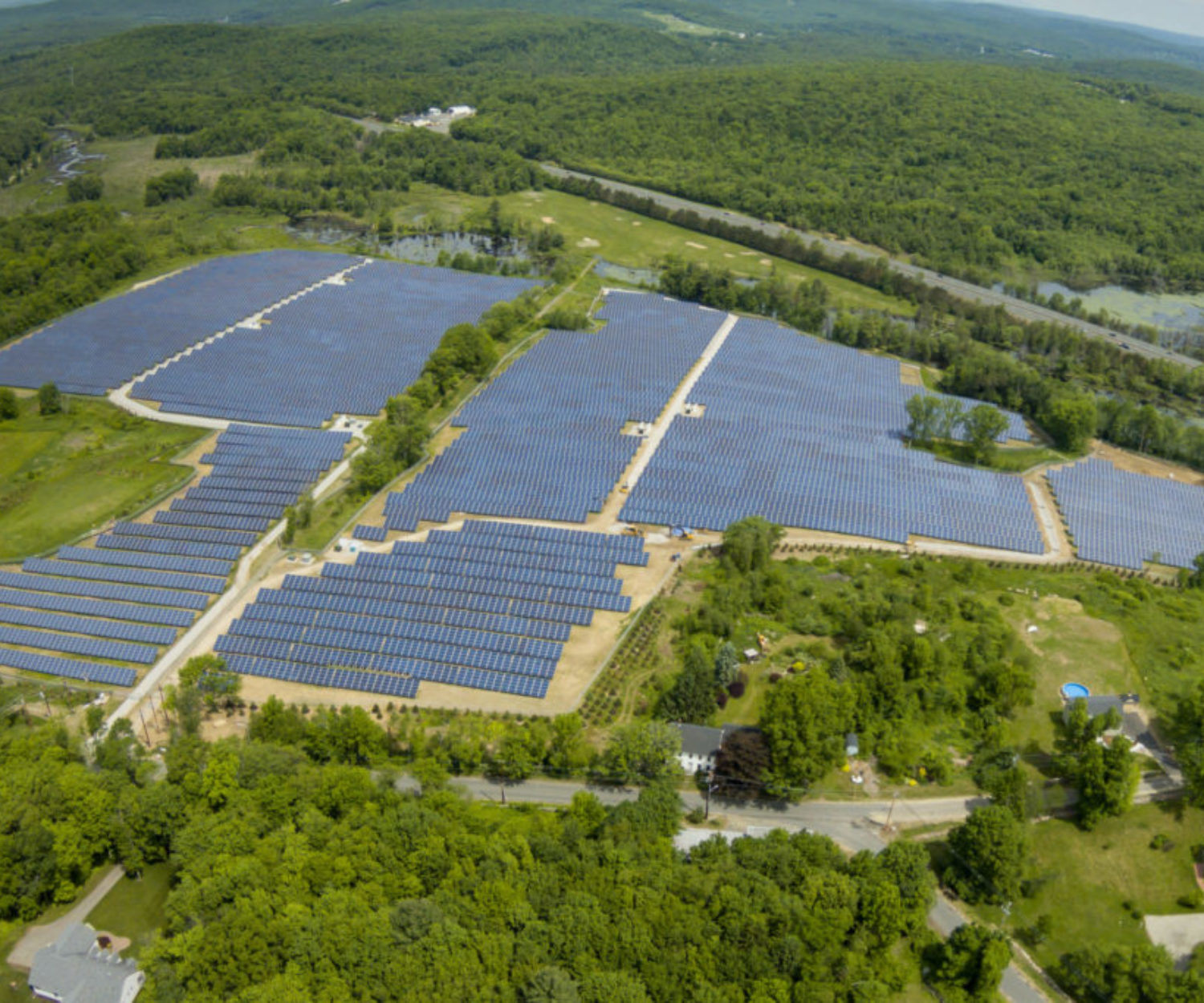 Borrego Solar installation at the corner of Little Rest Road and Walkeen Cozial Road in Warren, MA. (Photo By: Greg M. Cooper / Borrego Solar)